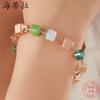 Colored sugar cube small fresh alloy bracelet necklace set, fashionable men's and women's versatile jewelry set