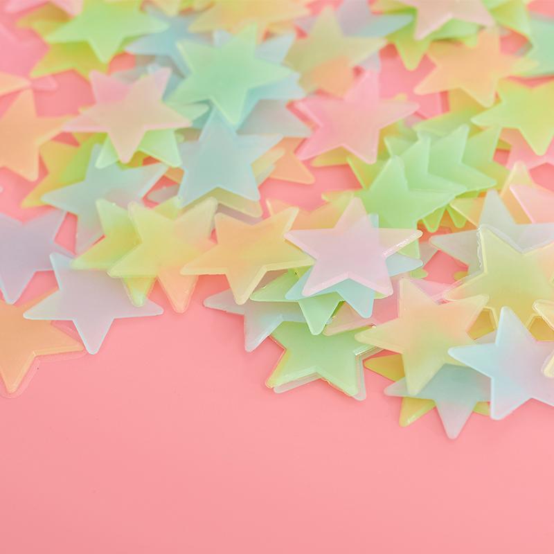 100 Stück 3D-Stern-Fluoreszenz-Nachtlichtaufkleber, die im Dunkeln leuchten, Wandaufkleber, Schlafzimmerdekorationen für Kinder, Jungen, Mädchen