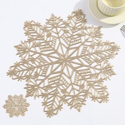 Hollow Pvc Snowflake Placemat Ins Wind Insulation Mat Decorative Dining Table Mat Waterproof and Oil-proof Household Coaster Western Food Mat