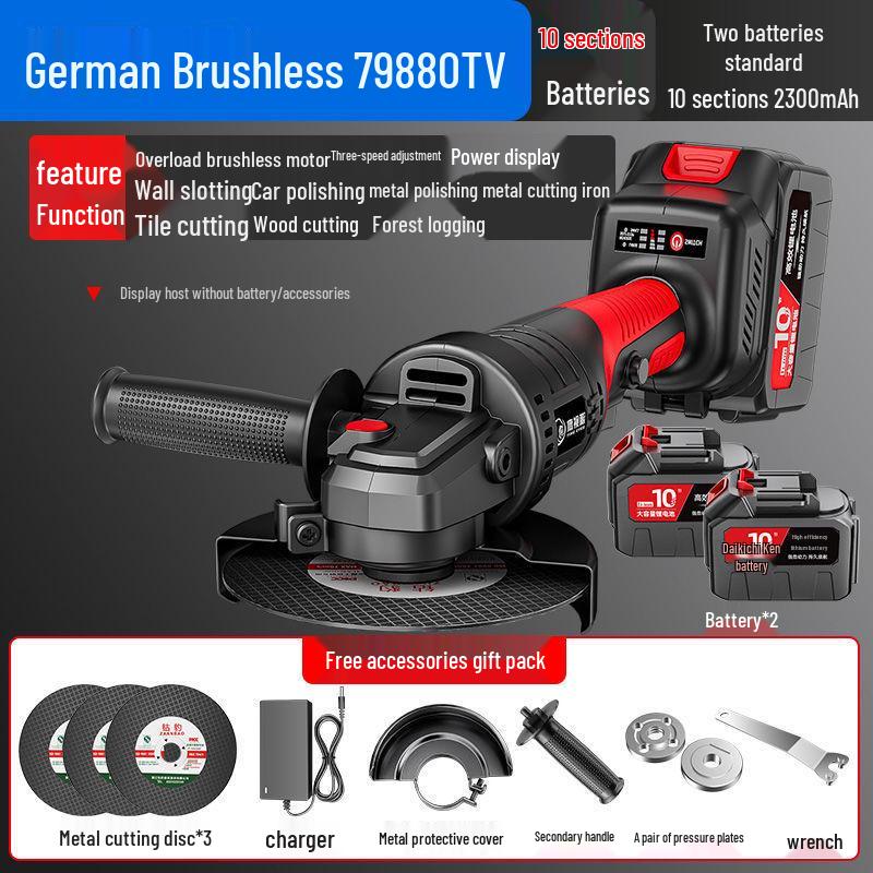 Brushless Cordless Lithium Battery Angle Grinder & Polisher - Multifunctional Cutting & Polishing Machine