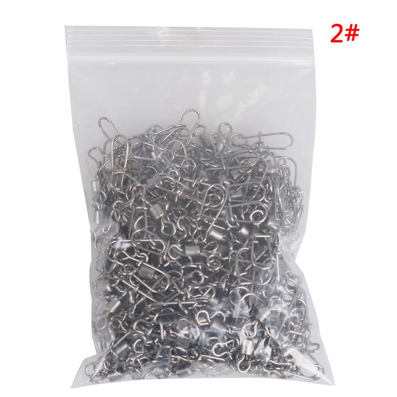 200Pcs Stainless Rolling Swivel Nice Snap Lure Connector Fishing Swivels Snap