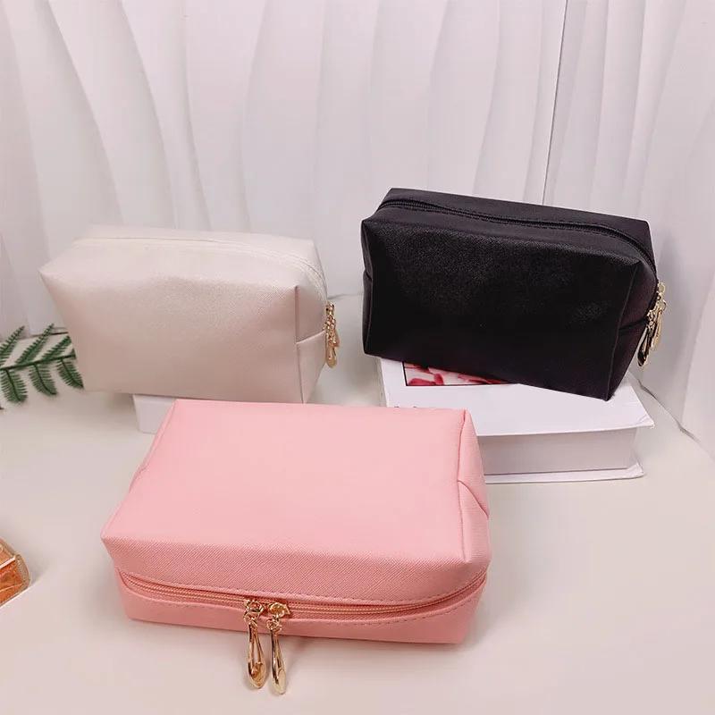 PU Leather Travel Cosmetic Bag Makeup BagTravel Wash Toiletry Organizer Purse Storage Handbag for Women Girls Make Up Pouch