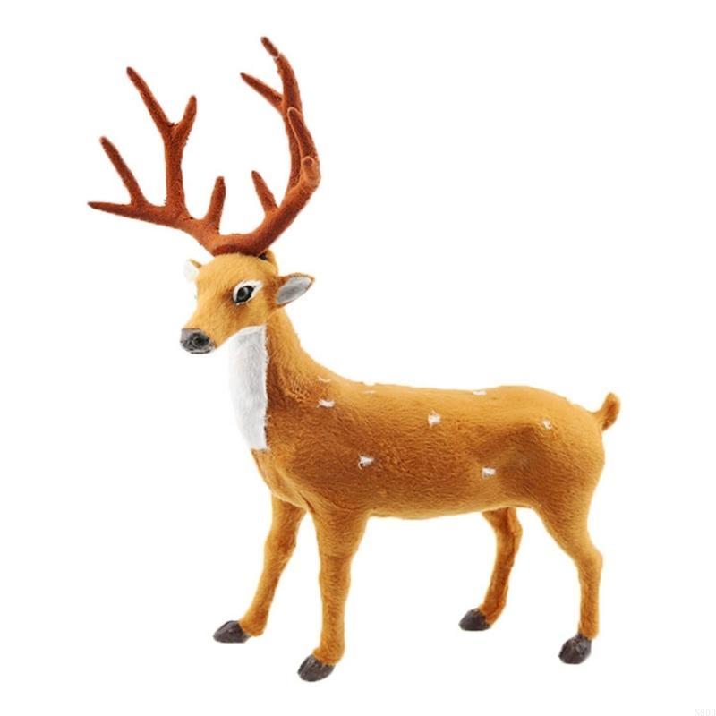 N80B for Creative Christmas Elk Ornament Simulation Winter Elk Figurine Crafts Decor for Home Restaurant Bar Table Decoration