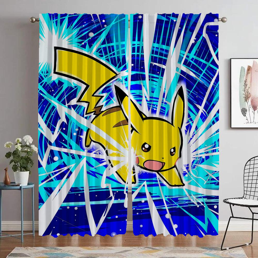 Elegant Room Curtains for Camera Pokemon Blackout Curtain for Room 2 Panel Home Interior Curtains Shades Halloween Decoration