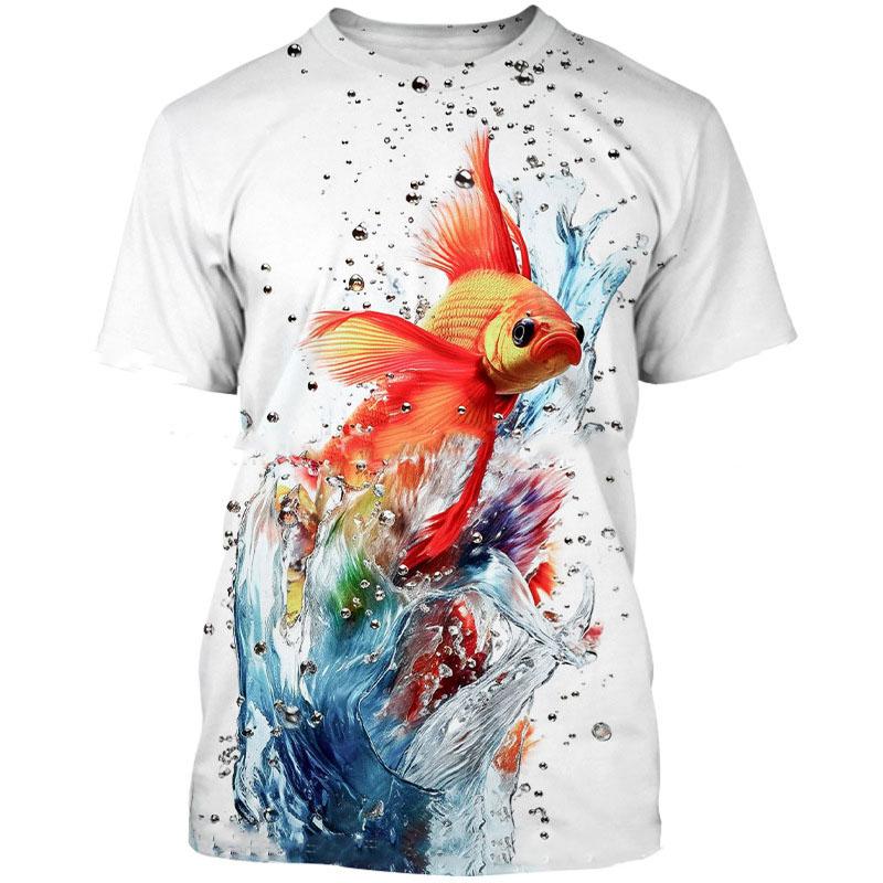 Golden Fish Koi 3D Print T-Shirts Men Fashion Hip Hop Short Sleeve T Shirt Oversized Tees Harajuku Y2k Tops Women Clothing