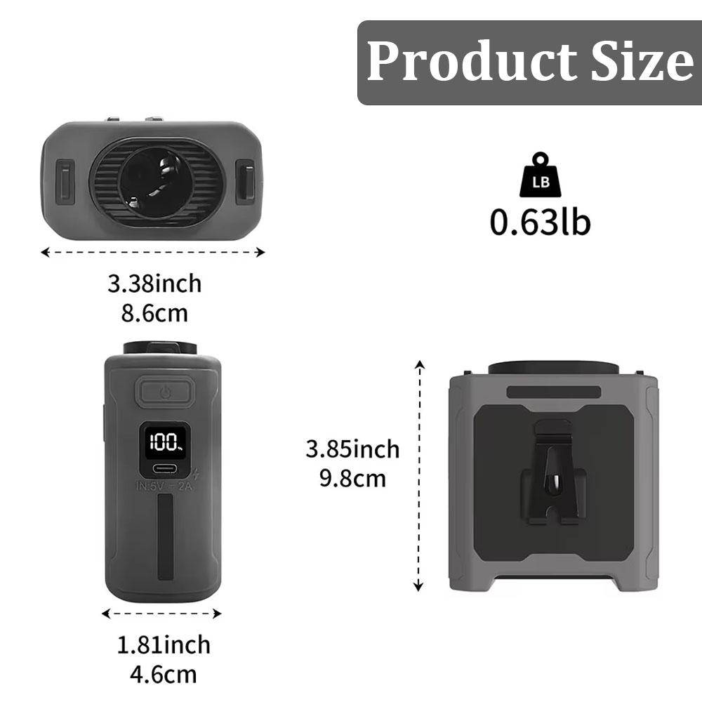 10000mAh Waist Fan with Power Bank 5 Speeds Portable Fan Hands Free Rechargeable Fan Battery Level Display USB Charging Fan