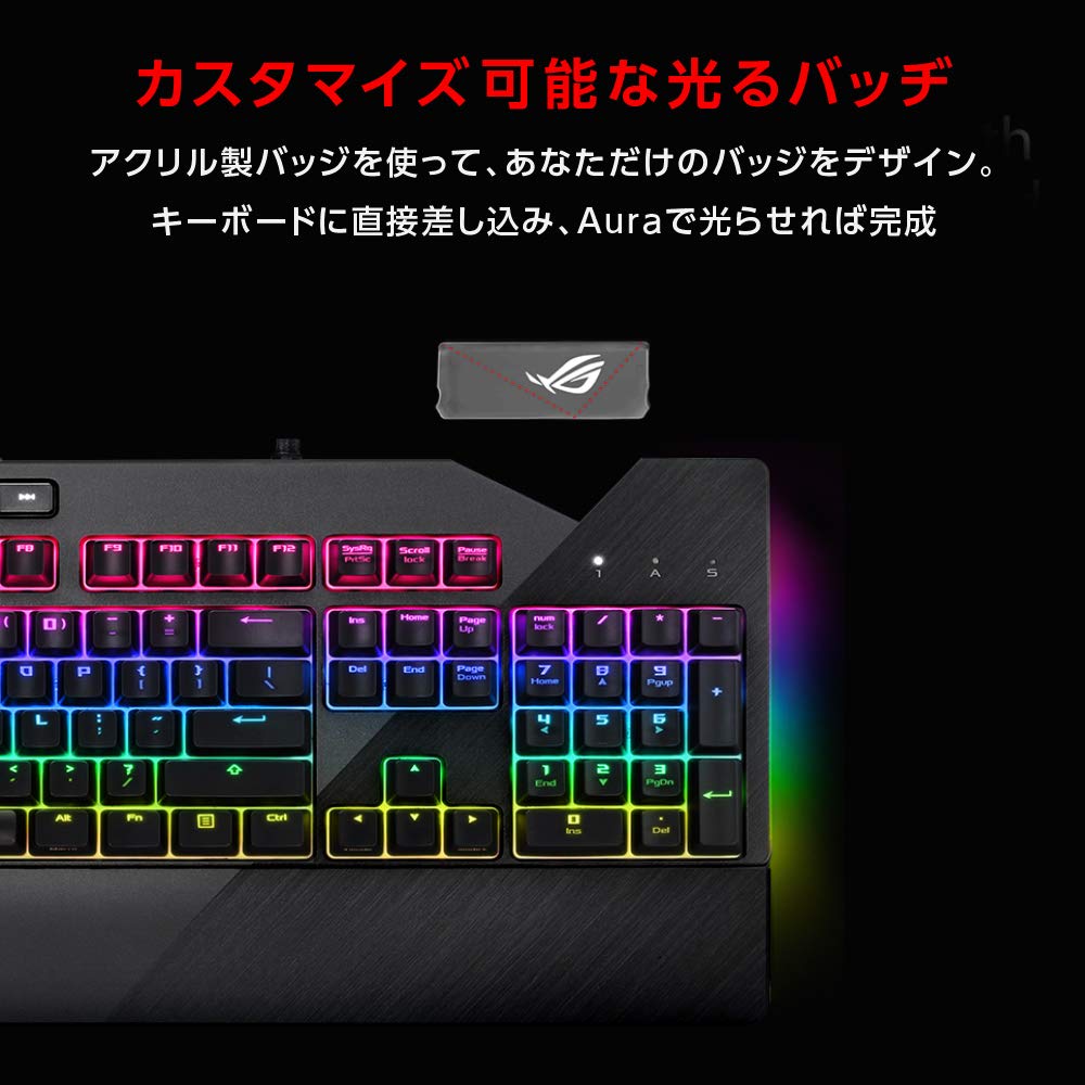 ASUS Gaming-Tastatur, AURA SYNC-kompatibel, USB-Anschluss, mechanische Gaming-Tastatur, abnehmbare Handballenauflage, XA01 ROG STRIX Red Axis, Modell FLARE/RD/US_1