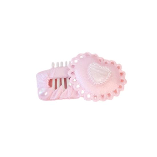 Pet Hairpin Cute 3D Heart Dog Hair Clip with Faux Pearl Long Hair Cat Macrame Heart Headdress for Small Pets Accessories
