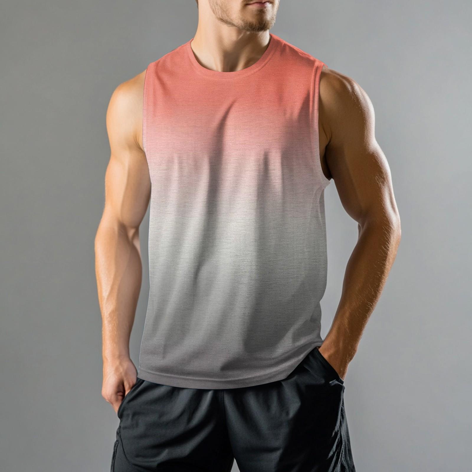 

Чоловічий спортивний повсякденний жилет без рукавів з градієнтним принтом L помаранчевий