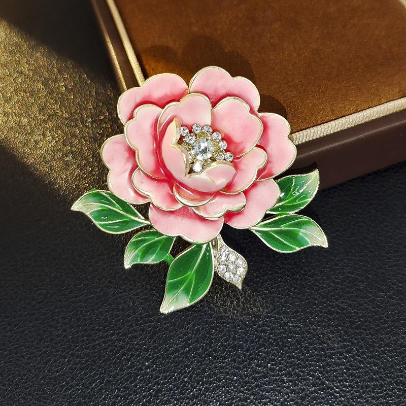 New Chinese Classical Peony Flower Brooch Exquisite Elegance Temperament High-End Brooch Pin Flower Light Luxury Cheongsam Accessories розовый