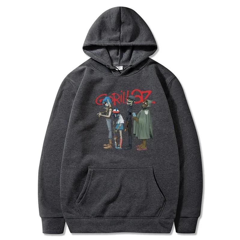 Music Band Gorillaz PUNK ROCK Hoodie Women Hoodie 90s V-neck Hoodie Short Sleeve Hoodie Clothes Vintage Clothing