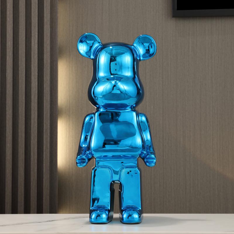 Gradient Electroplated Decorative Bear Figurine - Large Cartoon Money Box for Living Room TV Cabinet