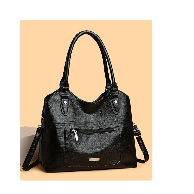 Large Capacity Soft Leather Minimalist Casual Tote Bag for Ladies