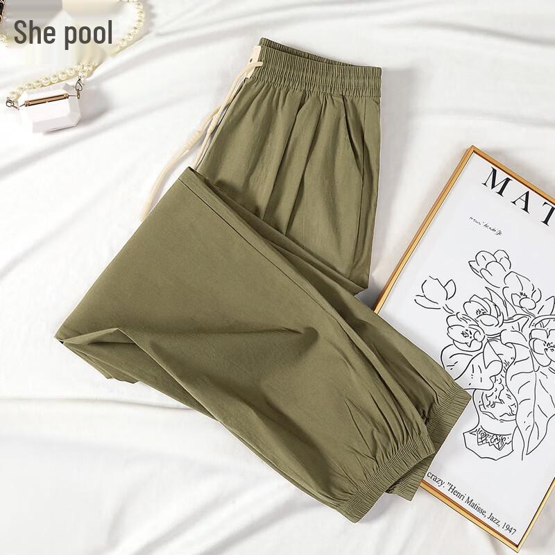 Women s Drawstring Elastic Waist Tapered Pants M