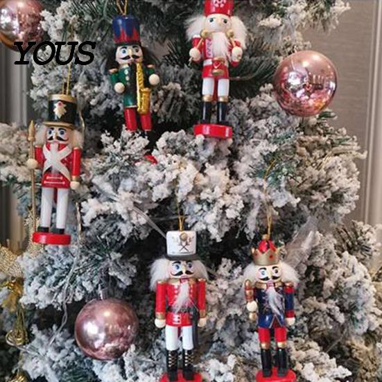 Retro Style Christmas Accents 5Pcs Wooden Nutcracker Ornaments, Handmade Soldier Figurines with Hanging Rope, Collectible Nutcrackers Classic Pendants