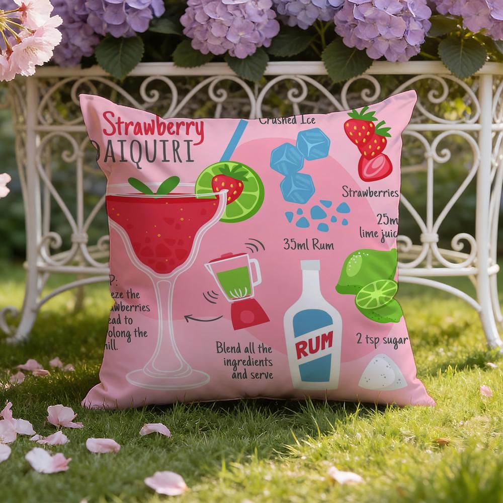 D-Daiquiri Cocktail Cushion Cover Home & Car Dual-Scene Pillow Cover: Reversible for Premium Comfort
