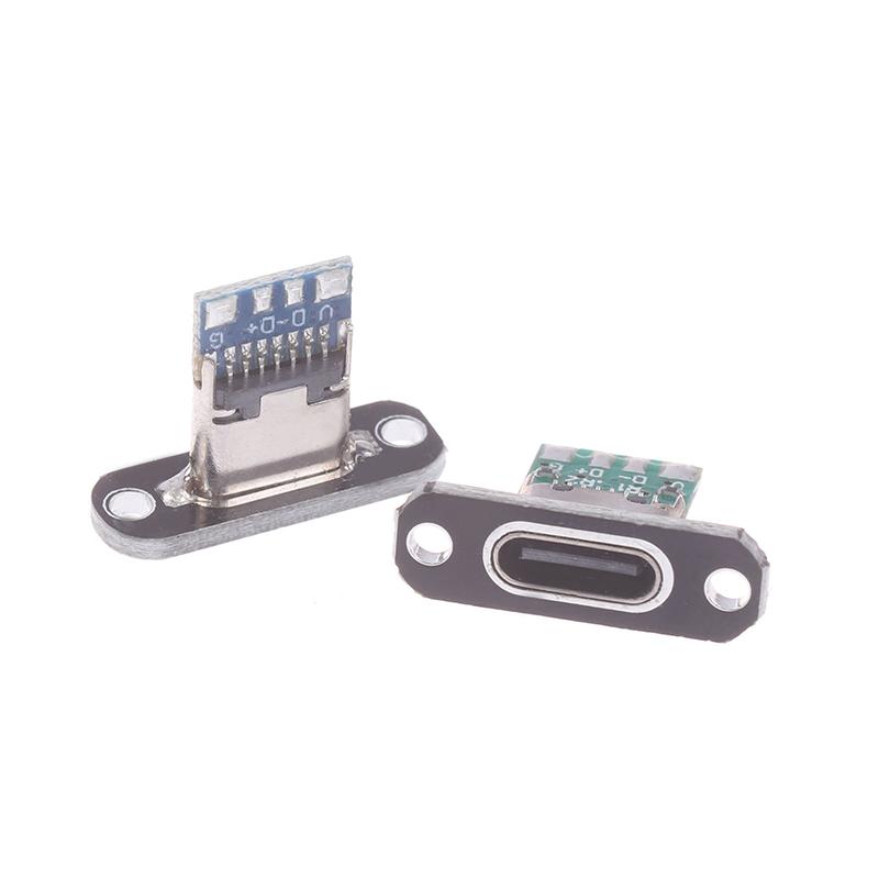 5Pcs Usb 3.1 Type C Socket With Screw Fixing Plate Type-C Usb Jack 3.1 Type-C 2Pin 4Pin Female Connector Jack Charging Port