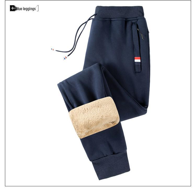 Men's Fleece-Lined Casual Plus Size Cuffed Sweatpants - Thick, Versatile, Outdoor & Trendy