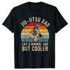 Lustiges Retro Jiu Jitsu Papa BJJ Vater Vintage T-Shirts Herren Damenmode Lässiges T-Shirt 100% Baumwolle Locker Übergroßes T-Shirt