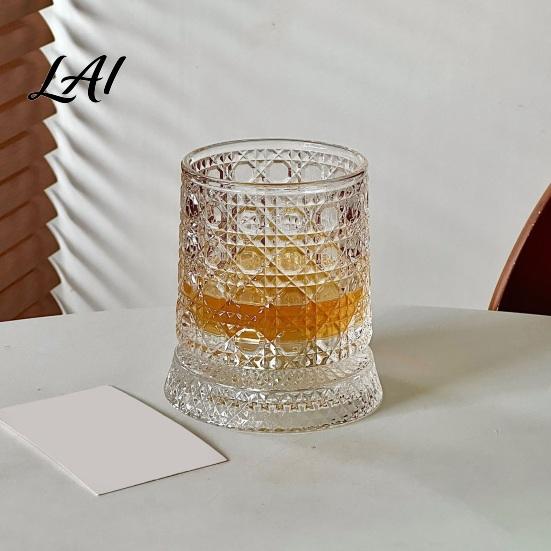 Lead-free Glass Tumbler Dad's Gift Spinning Whiskey with LED Light 260ml Embossed
