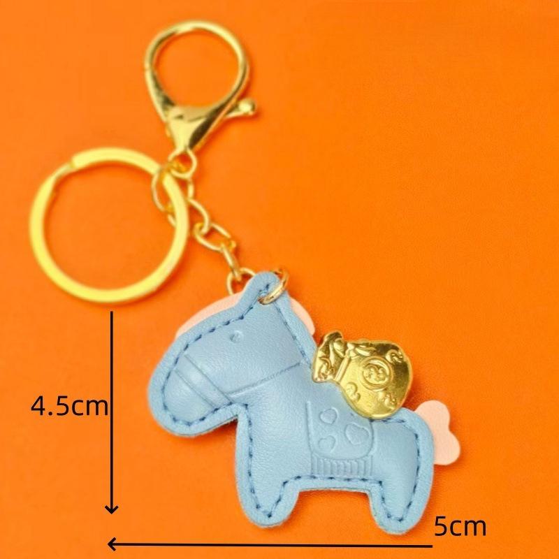 Money Soon In the New Year, Leather Bag Pendant, Cartoon Pony Keychain Pendant, Couple Love Pony Accessories