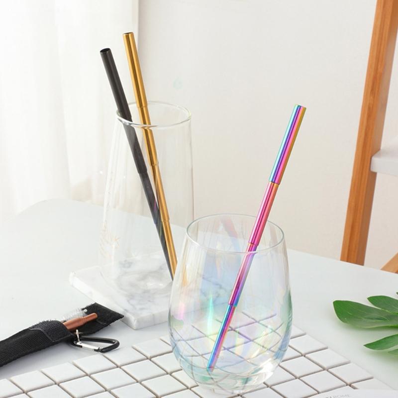 4 Stage Adjustable Length Extendable Straw Brush Stainless Steel Body Easy Storage Design Cleaning Tool For Kitchen