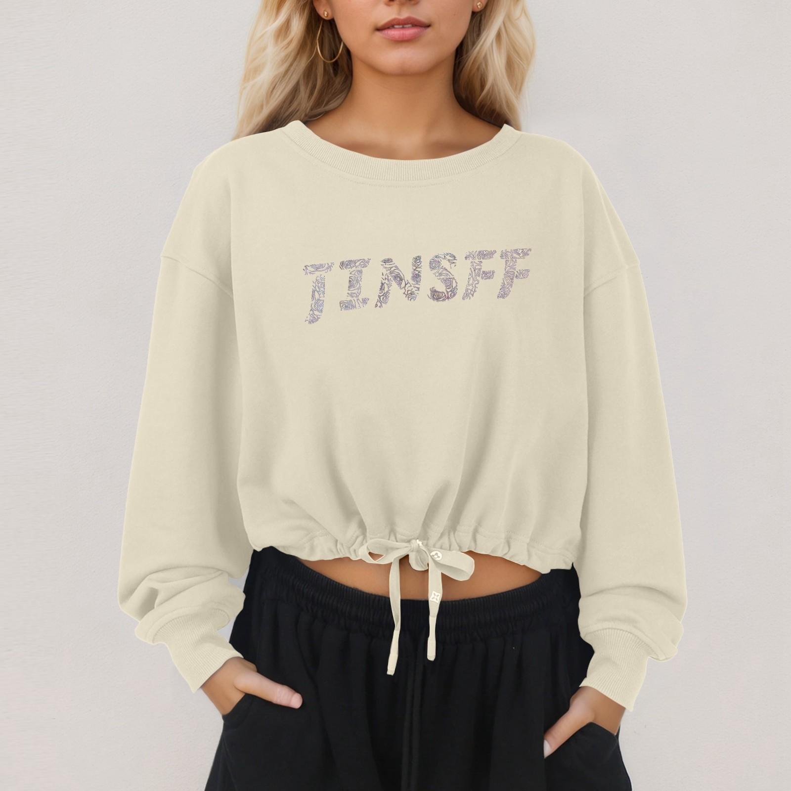 

Женская свободная модная повседневная толстовка-пуловер с круглым вырезом и принтом L бежевый