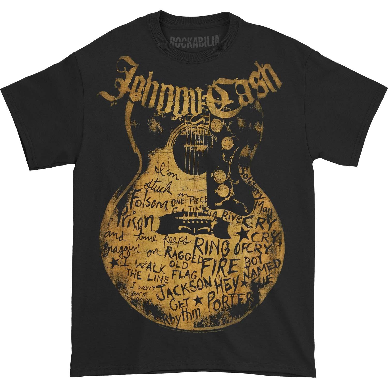 Men s Johnny Cash Songs T-shirt Medium Black S