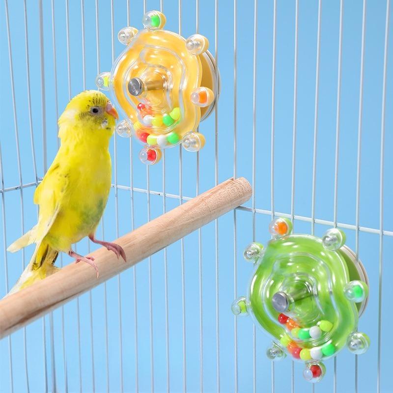 1pc Parrot flying saucer spinning music colorful pearl rice runner pet toy decompression bird fun safe and healthy transparent