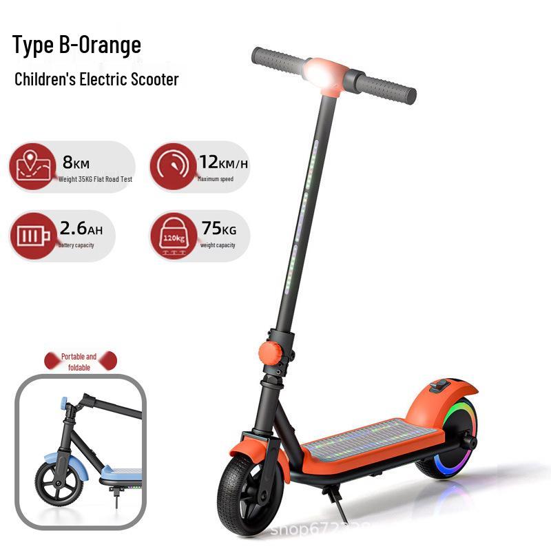 Patinete Eléctrico Plegable para Niños con Ruedas Intermitentes - Adecuado para Adolescentes y Adultos