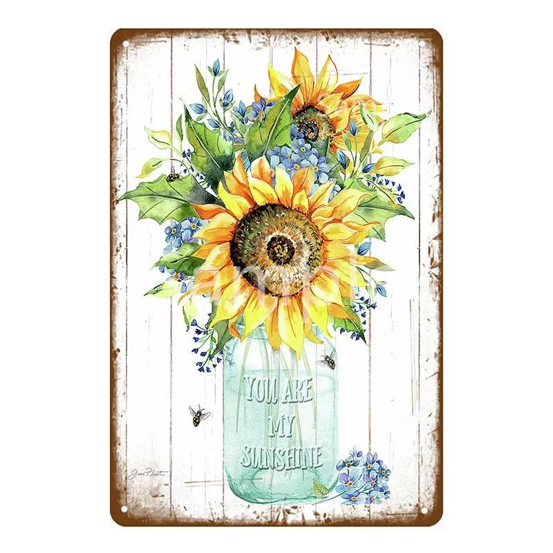 Enjoy Our Garden Kitchen FLowers Metal Tin Sign Farmhouse Home Retro Wall Painting Art Decor Beer Wine Farm Party Poster YL