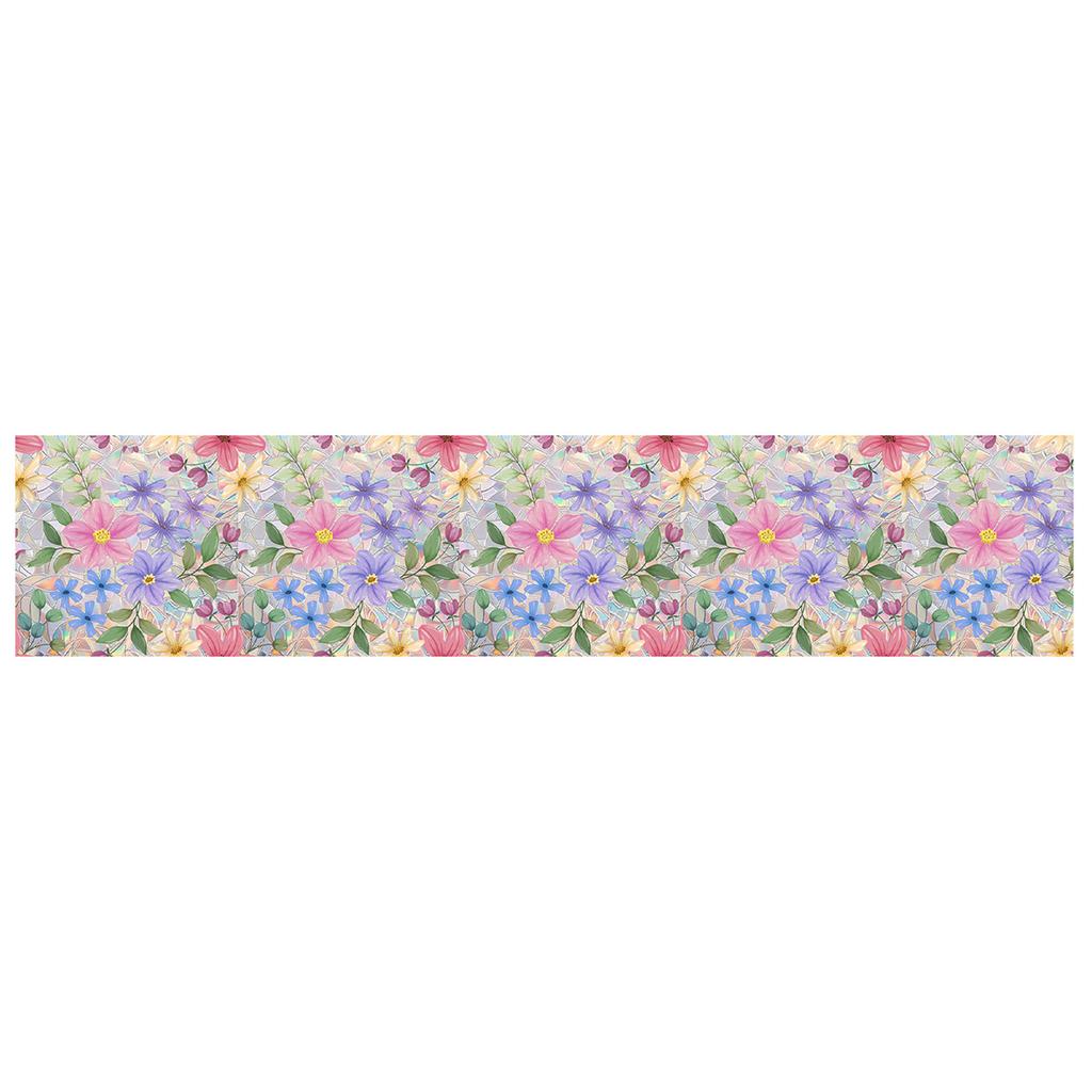 Colorful Floral Static Cling Window Film for Glass, Visible Both Sides, Wall Sticker Home Decor, 45*200 cm