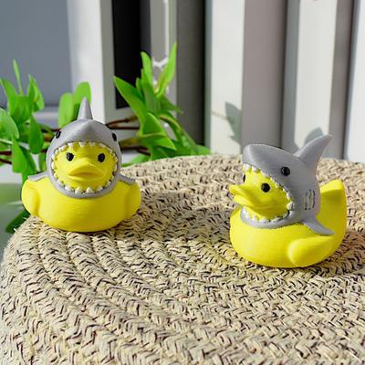 3D Geprinte Eendenbeeldje Grappige Tijger/Krokodil/Haai Eend Beeldje Verzamelaarsobject Eendenornament voor Badkamer Huis Kantoor Bureau Plank Decoratie