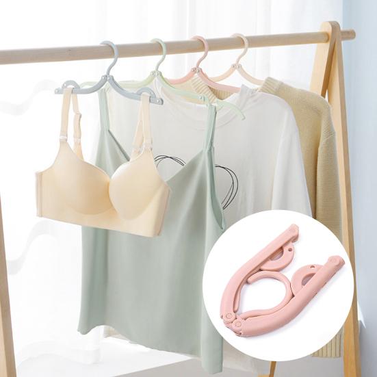 

10Pcs Folding Clothes Rack Non-Slip Hangers Curved Groove Design Portable Compact Space-Saving Travel Hangers 10pcs рожевий