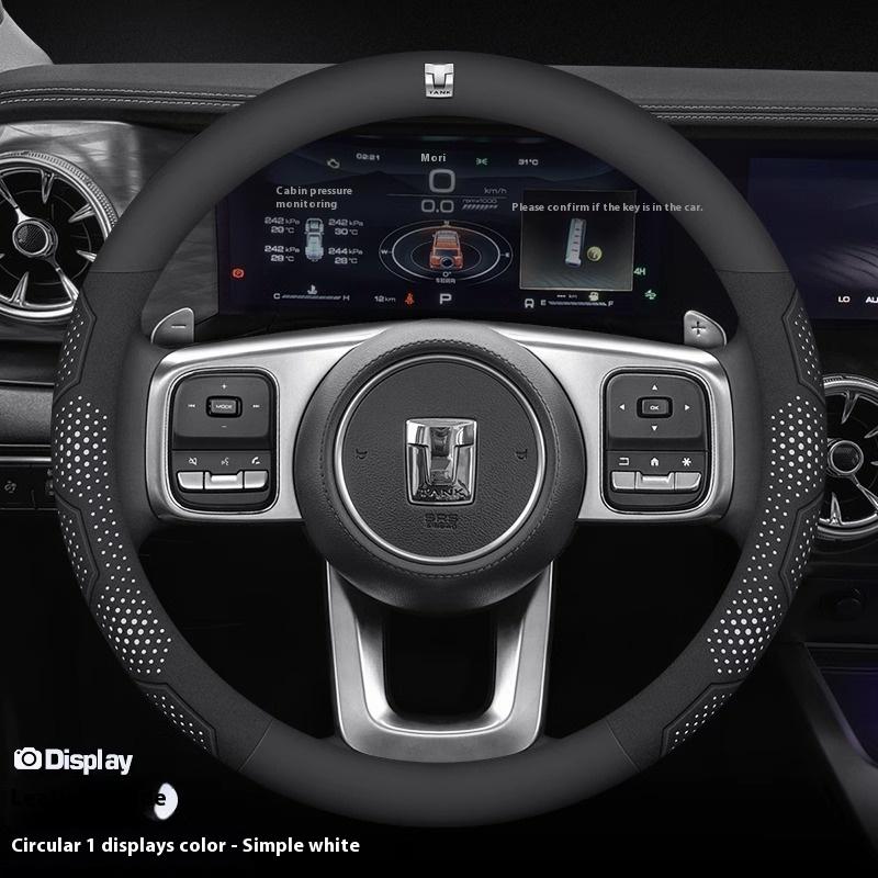 For Great Wall TANK 300 400 500 700 Carbon fiber Suede Microfiber Leather Anti-slip Car Steering Wheel Cover Auto Accessories