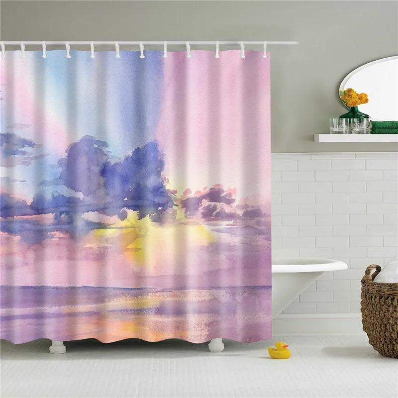 Beach Sea Seaside Shower Curtains Nature Scenery Waterproof 3d Bathroom Curtains Home Decoration Washable Bath Screen with Hooks