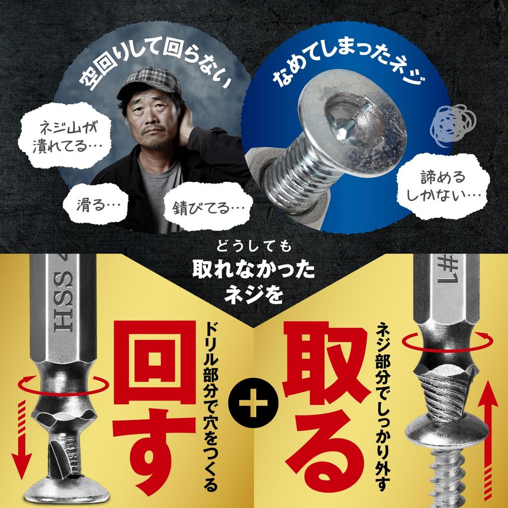 Mel Japan Screw Removal Bit, Set of 5 with Last Bit Screwdriver Bit, Extractor,