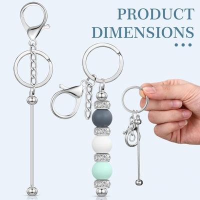 Yousheng 12Pcs DIY Beaded Key Chain Rust-Proof Durable Handmade Keychain Pendants Classroom Reward Keychain Crafting