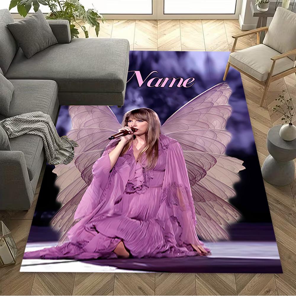 Angel Purple Gown Personalized Text Carpet Perfect for Bedrooms Decorate room Game Room Balcony Anti-slip Rug Office home decor Gift for Festivals