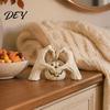 Halloween Pumpkin Figurine Gothic Skeleton Heart Hand Sculpture, Spooky Resin Abstract Statue, Gift for Collectors Shape Finger Gesture Love Ornaments