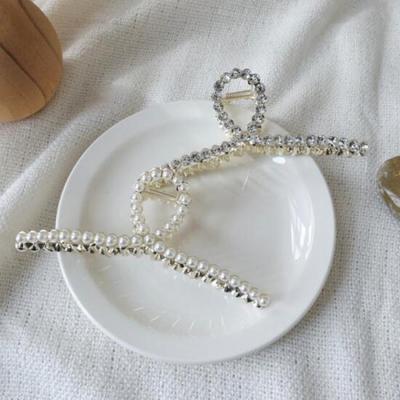 New Arrivals Open Run Beads Pearl Cubic Hair Clip Women