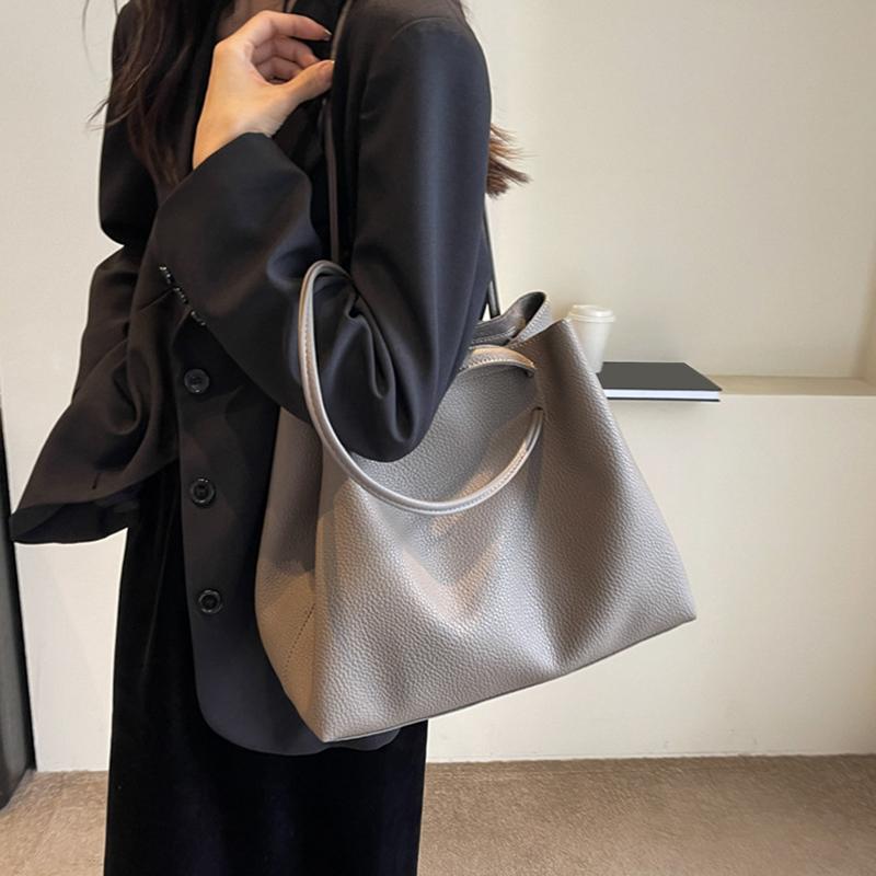 Yogodlns Vysoce kvalitní velkokapacitní taška typu bucket pro ženu, nová módní texturovaná ruční taška přes rameno pro každodenní nošení do práce a z práce, podpažní taška tote