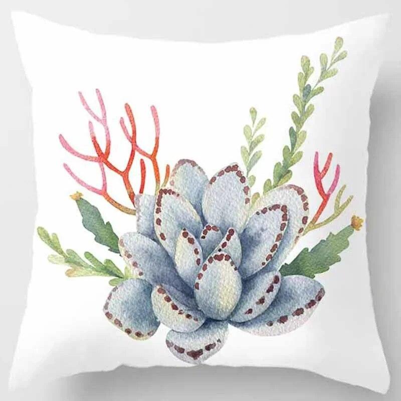 Car Sofa Cushion Cover Botanical Cactus Print Square Pillowcase Bedroom Home Decor