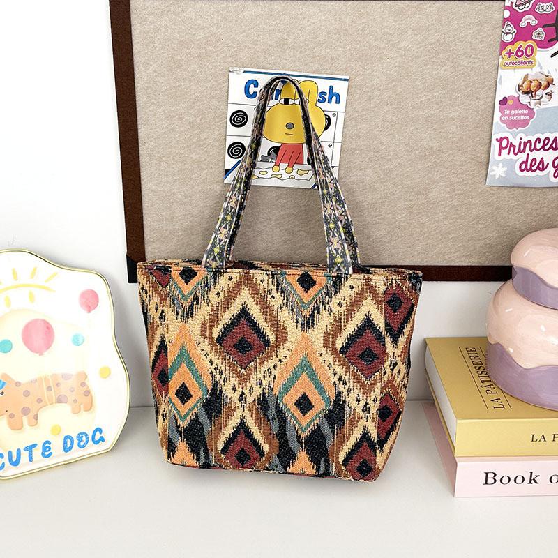 Cotton Linen Crossbody Bag With Embroidery And Magnetic Closure For Daily Use