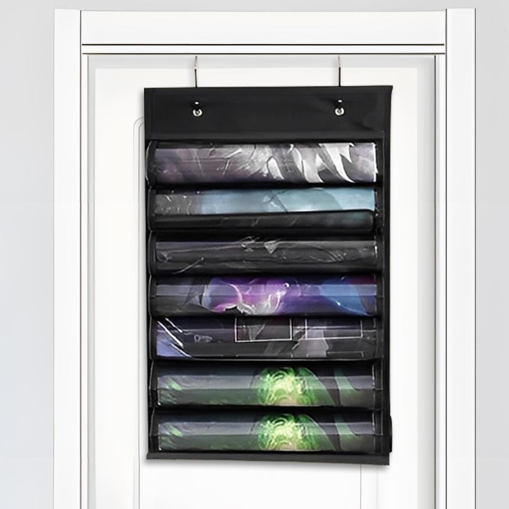 Playmat Holder, Playmat Tube Storage Bag for with 2 Hooks, Fits 12+1 Card Game Playmats with Transparent Plastic Slots,