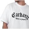 Carhartt WIP T-shirt Homme Manches Courtes Coupe Droite Ajustée Col Rond Imprimé Lettres Hauts Blanc I032875-00A-XX