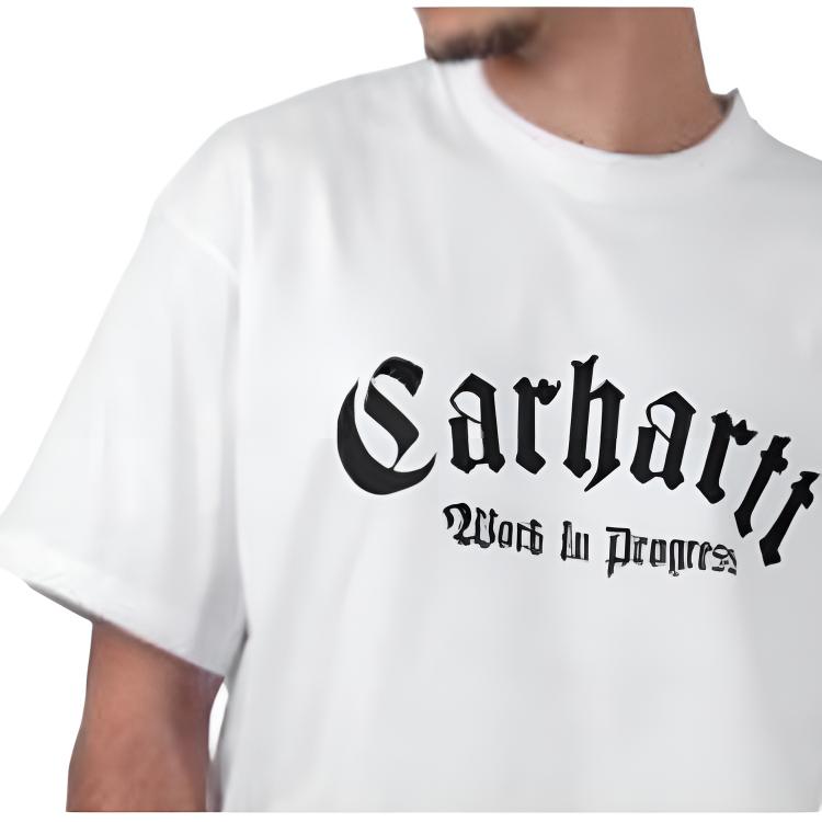 Carhartt WIP T-shirt Homme Manches Courtes Coupe Droite Ajustée Col Rond Imprimé Lettres Hauts Blanc I032875-00A-XX