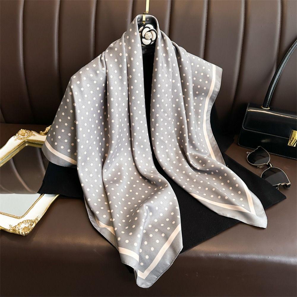 Spring Women's Scarf Soft Women Shawl Simple Dot Print Silk Scarf  Hijab