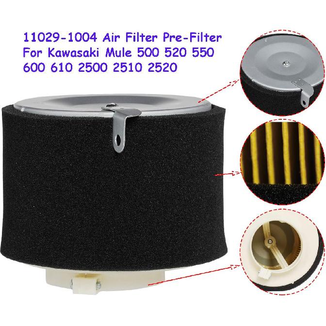 HIFROM 11029-1004 Luftvorfilter Öl Kraftstofffilter Zündkerze Wartungskit Ersatz für Kawasaki KAF300 KAF400 KAF620 Motor Mule 500 520 550 600 610