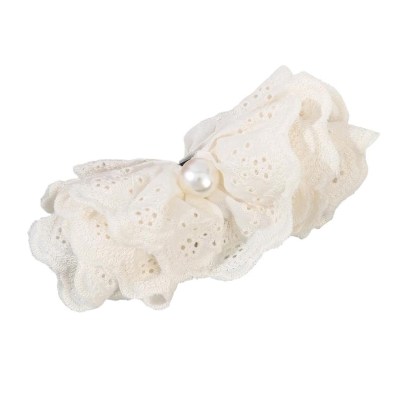 

Soft Polyester Hair Clip With Lace Flower Pearls Bows Comfortable Secure For Women Girls All Day Use шампанського
